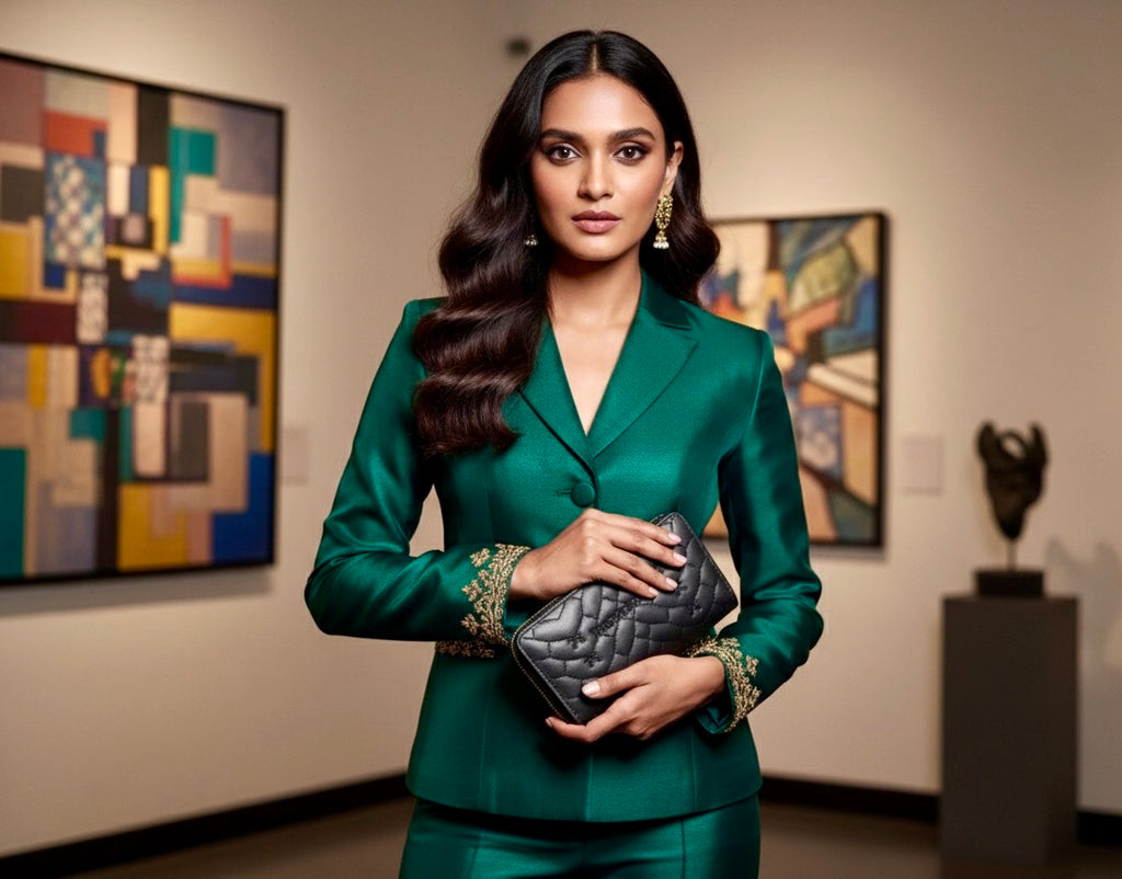 Black Quilted Wristlet Wallet