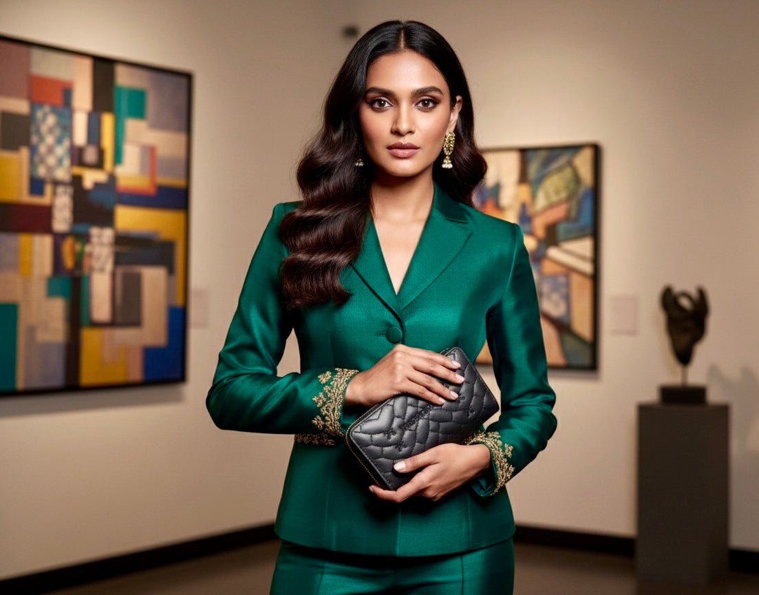 Black Quilted Wristlet Wallet