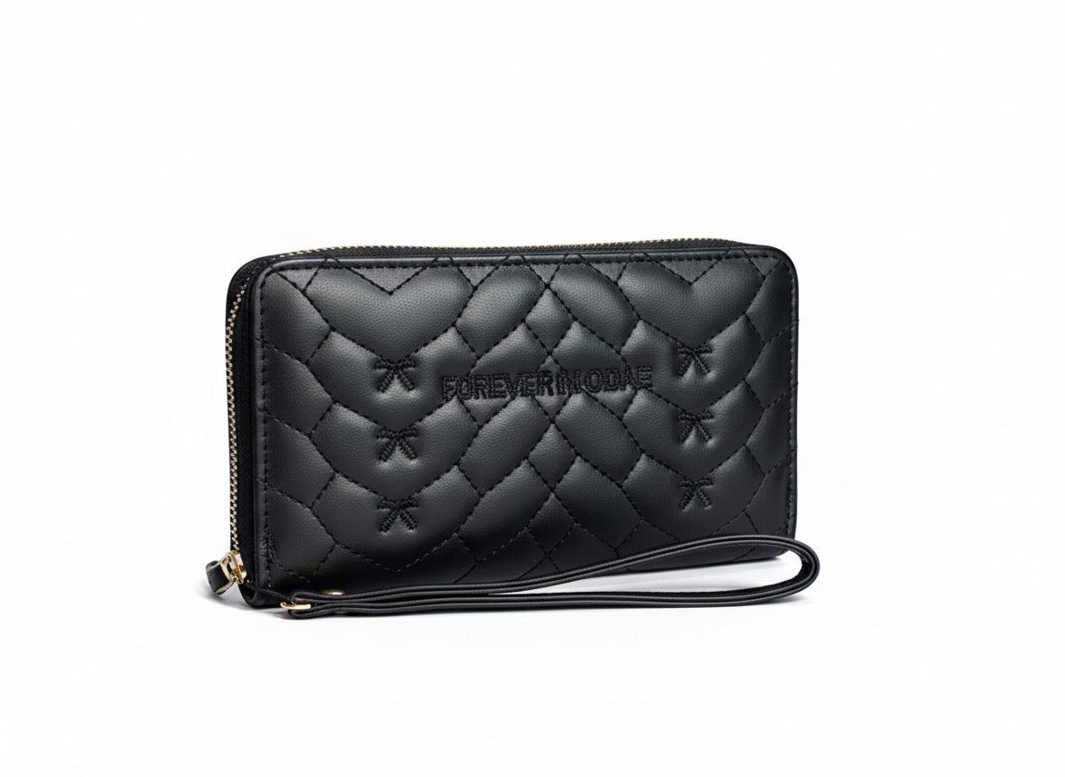 Black Quilted Wristlet Wallet
