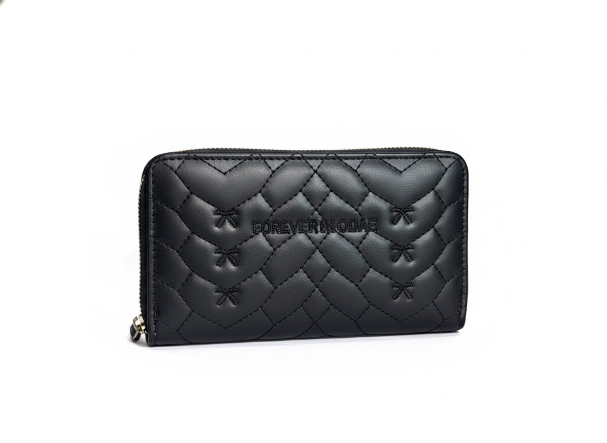 Black Quilted Wristlet Wallet